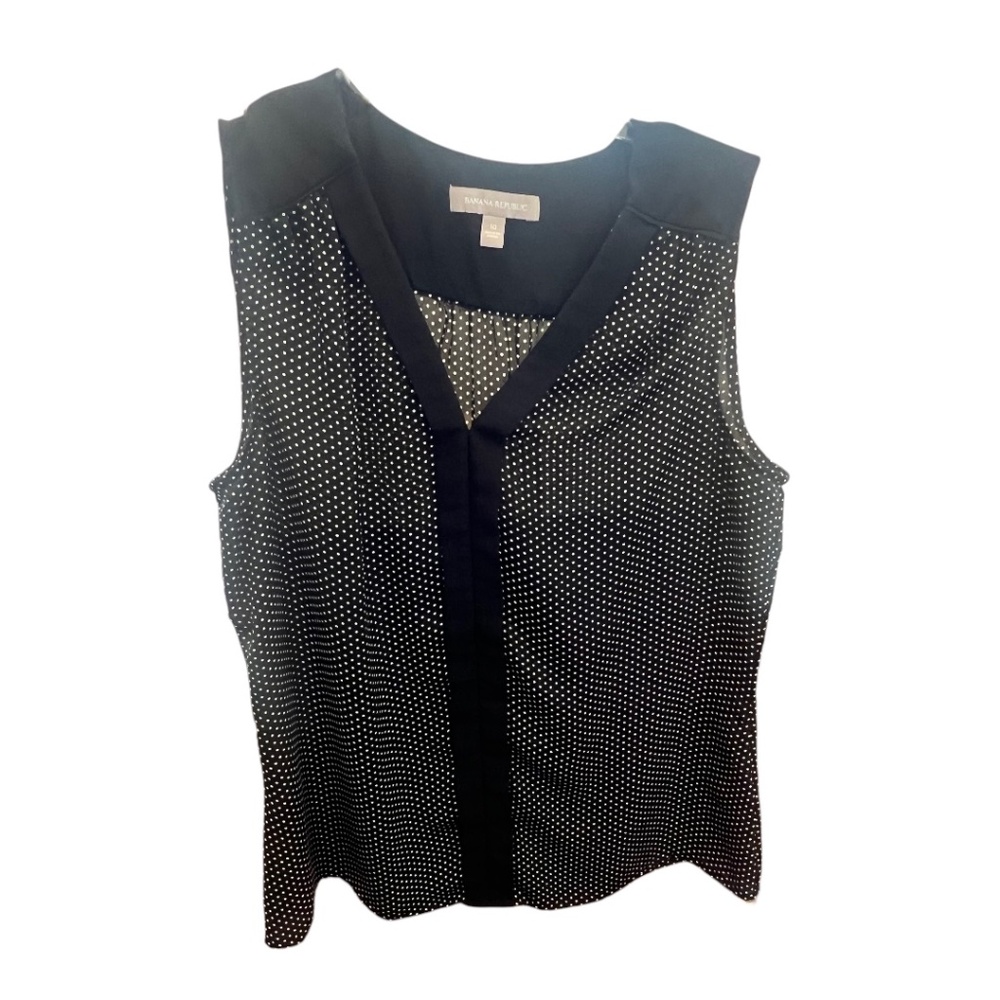 Banana Republic Black and White Polka Dot Sleeveless Top Blouse, Size 10